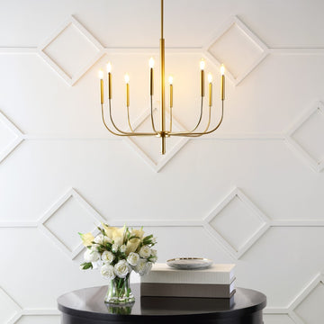 Amoros 27.25" Modern Mid-Century Iron LED Chandelier - JONATHAN Y